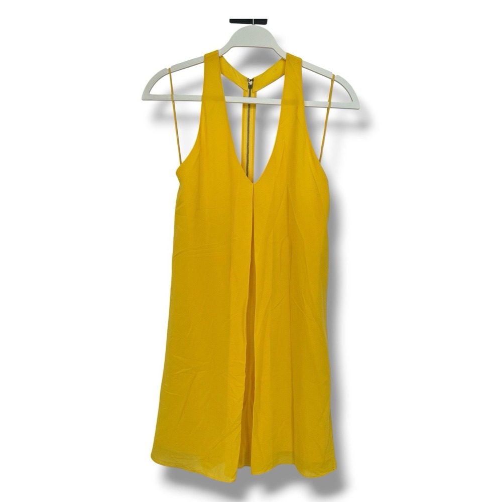 Alice + Olivia Fierra Silk Halter Mini Dress Size 4 Yellow Cocktail Resort NWT